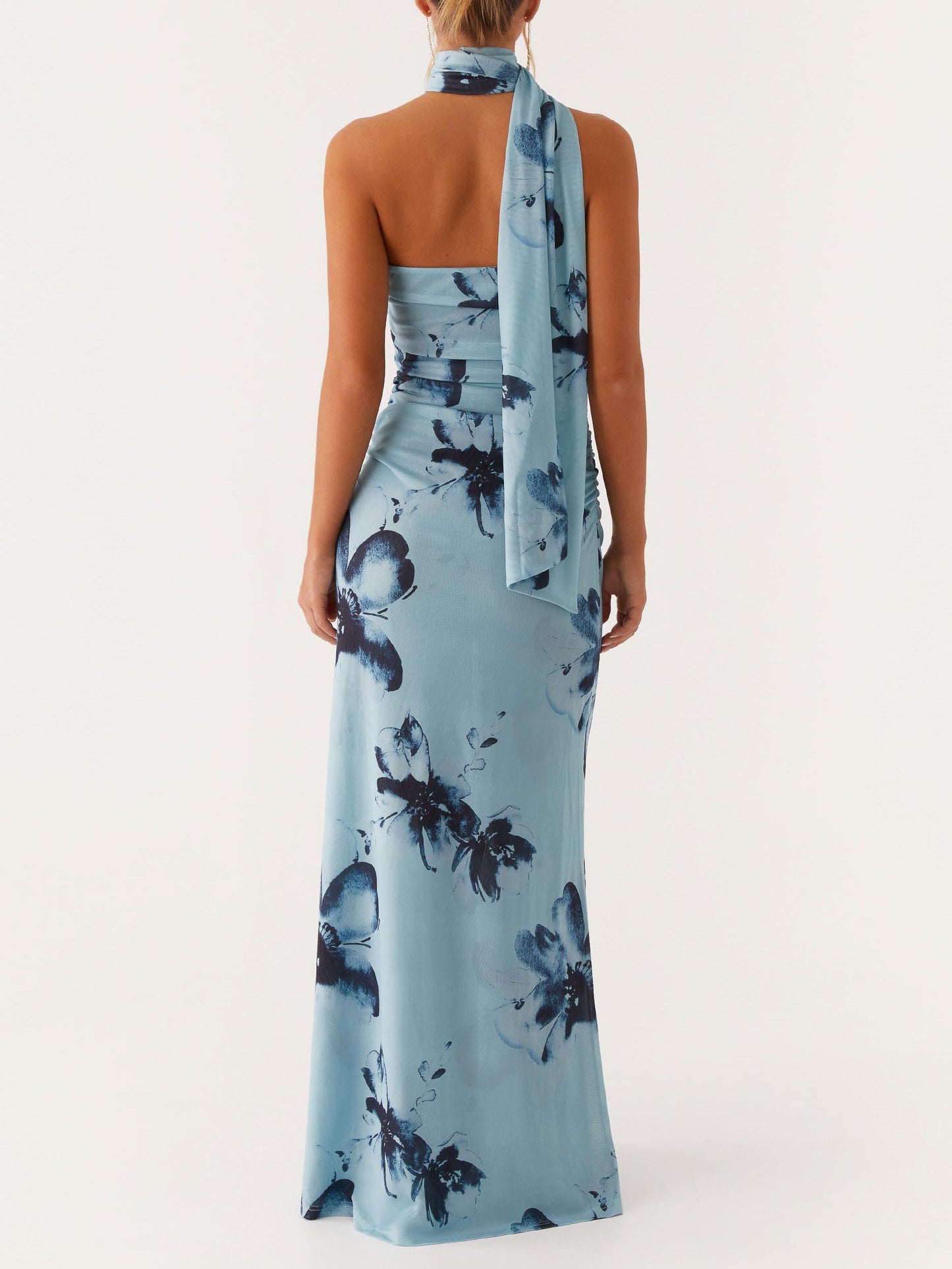 Elegant Floral Print Off-the-shoulder Maxi Dress
