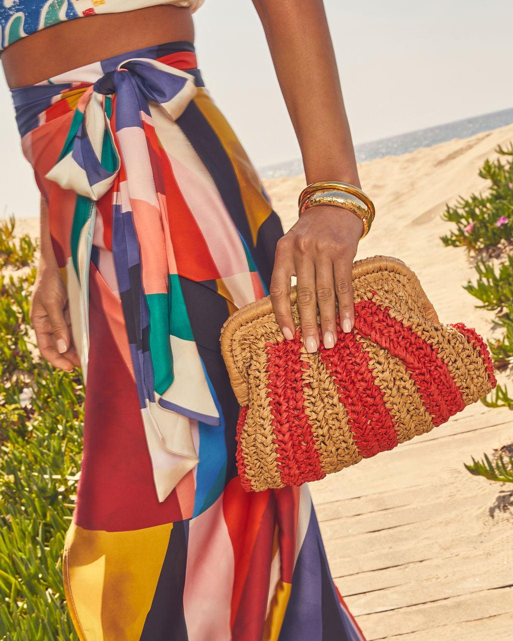 Allie Two Tone Straw Clutch