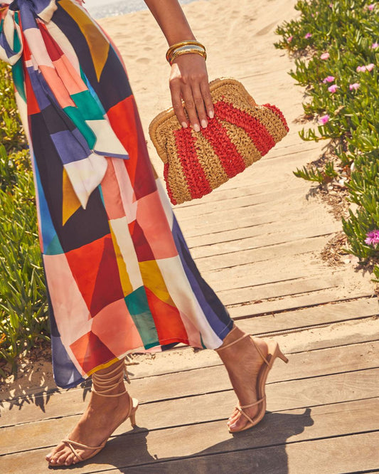 Allie Two Tone Straw Clutch