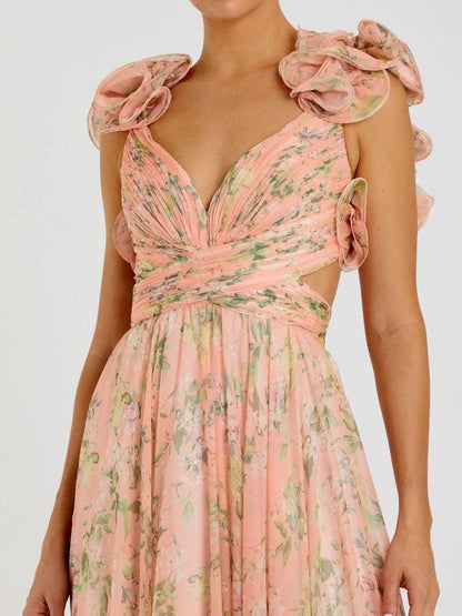 Backless printed maxi dress