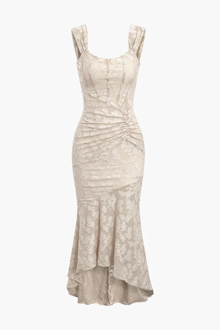 White bell floral maxi dress