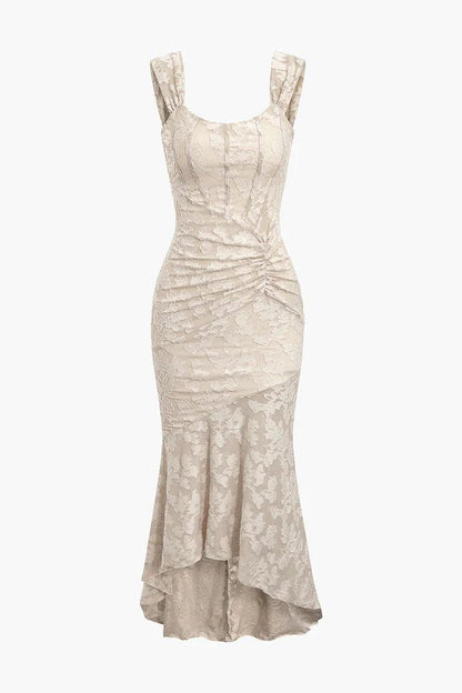 White bell floral maxi dress