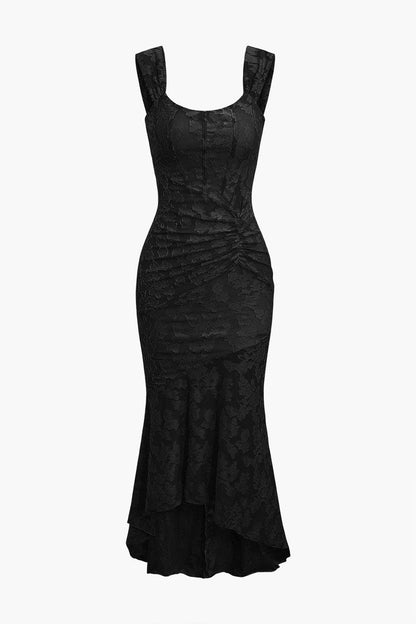 Black bell floral maxi dress