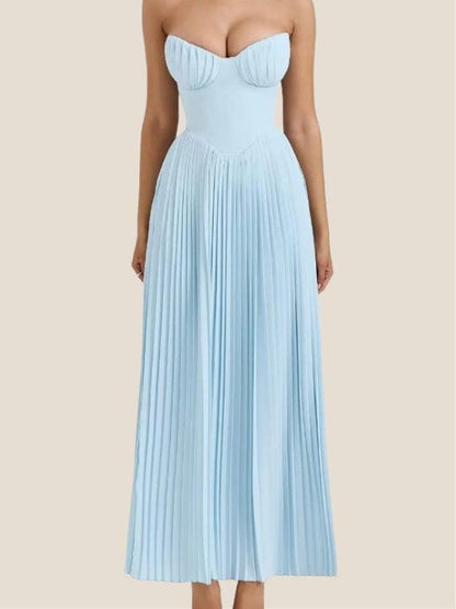 Tube Top With Pleats Maxi Dress
