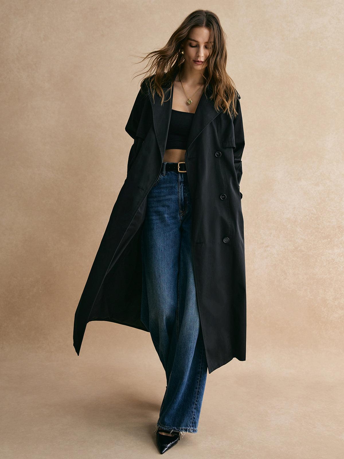 Casual Pockets Long Trench Coat