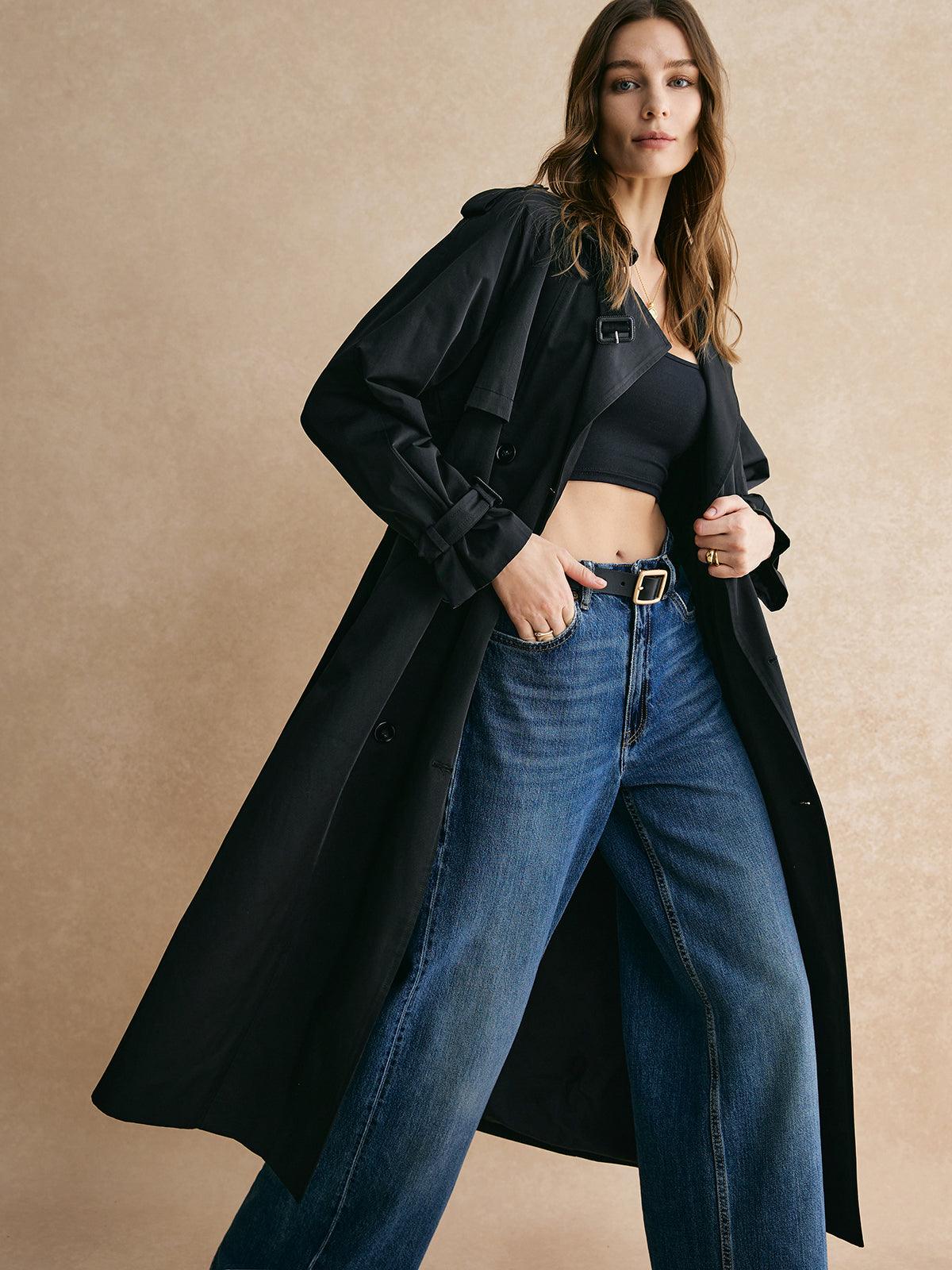 Casual Pockets Long Trench Coat