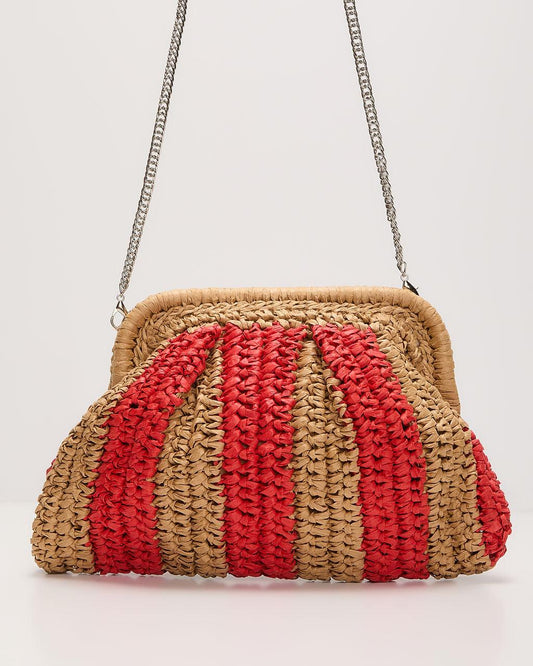 Allie Two Tone Straw Clutch