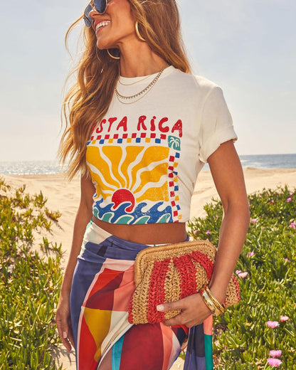 Allie Two Tone Straw Clutch