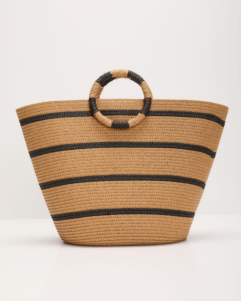 Lets Get Away Striped Straw Tote