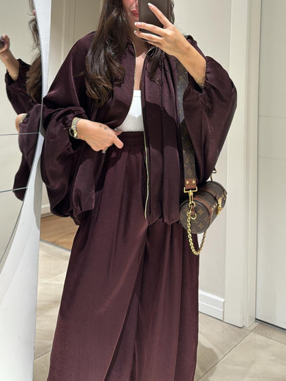 Brown Zippered Casual Jacket