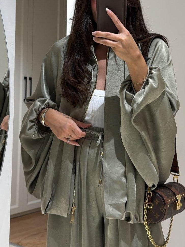 Brown Zippered Casual Jacket