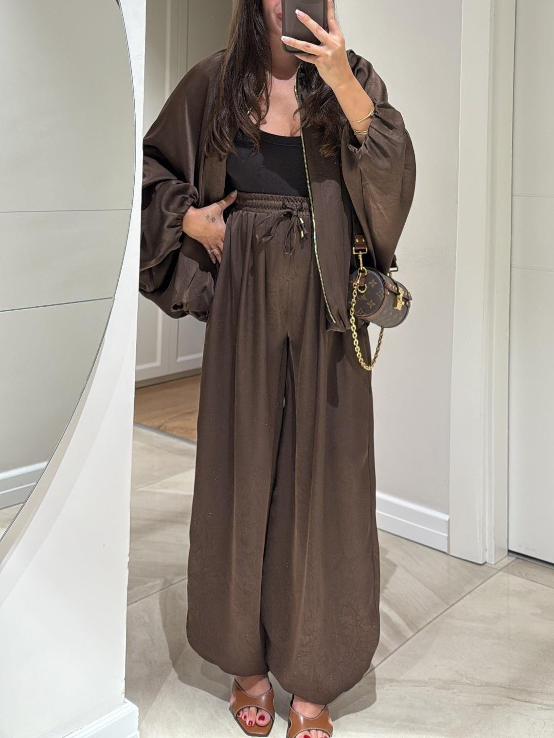 Brown Zippered Casual Jacket