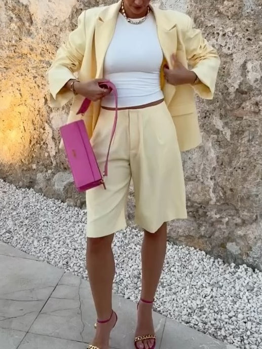Yellow Casual Blazer