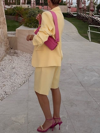 Yellow Casual Blazer
