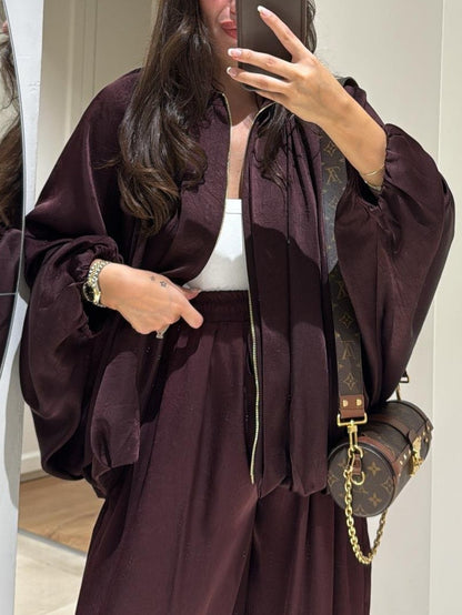 Brown Zippered Casual Jacket